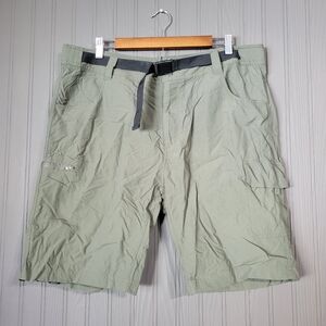 American Outback Quest Cargo Shorts Hiking Adjustable Belt Green Men's XL